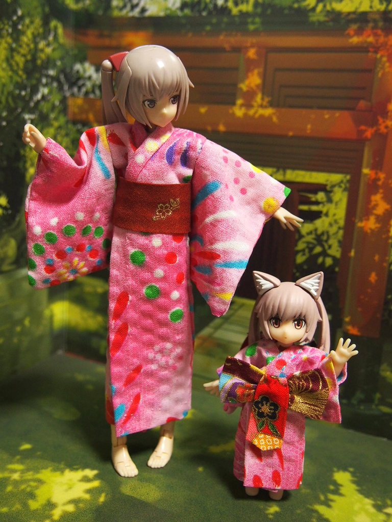 和風ドレスSサイズ 花火柄ピンク デスクトップ アーミー DESKTOP ARMY DTA ガシャポンクエスト 布服 浴衣 着物