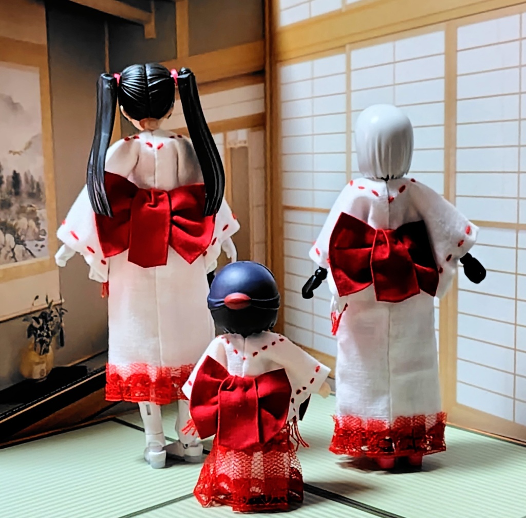 和風ドレスMサイズ 巫女風 武装神姫small 30MS ララネル メガミデバイス ぷにモフ 布服 浴衣 着物