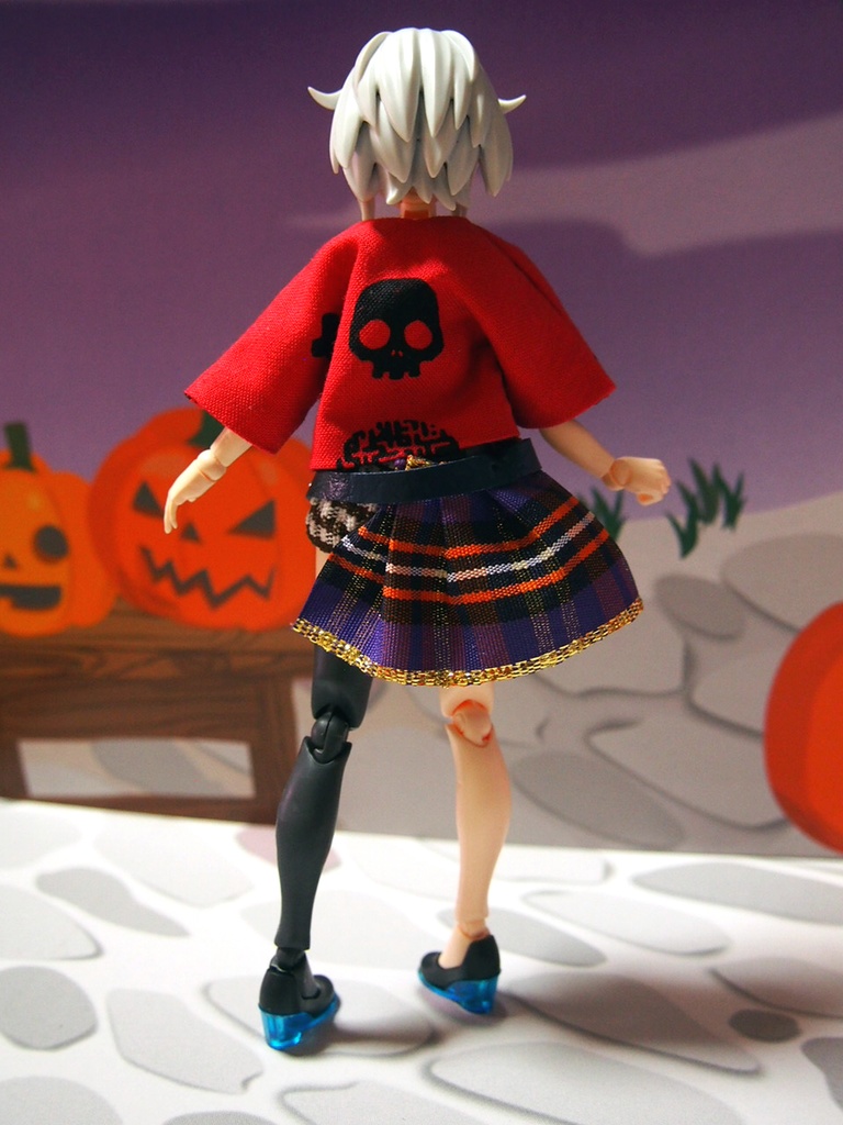 五部分袖シャツ赤 キュロットスカート ゴシックセット 布服 メガミデバイス フレームアームズ ガール FA:G 30ms 武装神姫 素材ちゃん