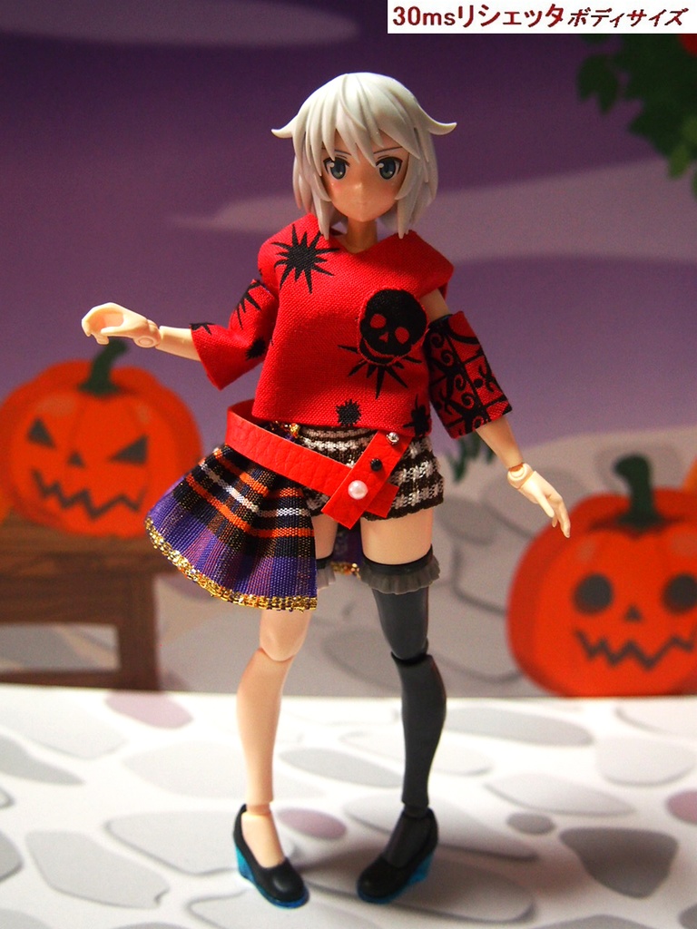 肩出しシャツ赤 キュロットスカート ゴシックセット 布服 メガミデバイス フレームアームズ ガール FA:G 30ms 武装神姫 素材ちゃん