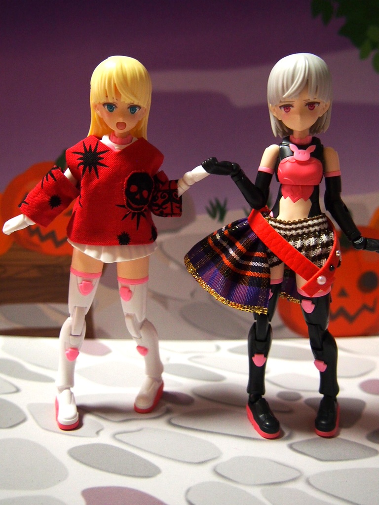 肩出しシャツ赤 キュロットスカート ゴシックセット 布服 メガミデバイス フレームアームズ ガール FA:G 30ms 武装神姫 素材ちゃん