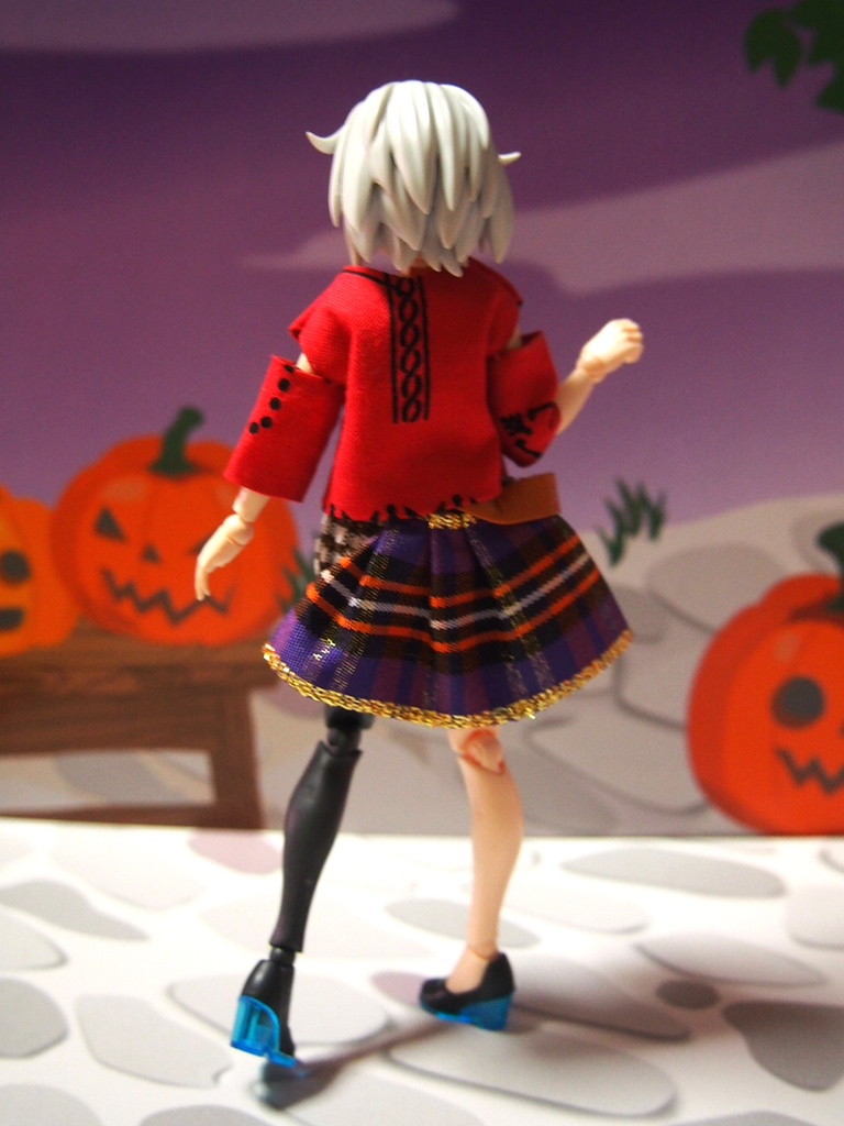 肩出しシャツ赤 キュロットスカート ゴシックセット 布服 メガミデバイス フレームアームズ ガール FA:G 30ms 武装神姫 素材ちゃん