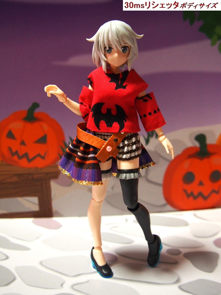 肩出しシャツ赤 キュロットスカート ゴシックセット 布服 メガミデバイス フレームアームズ ガール FA:G 30ms 武装神姫 素材ちゃん