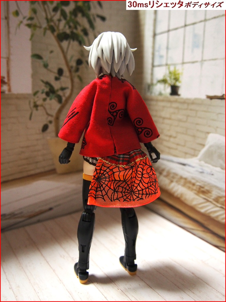 七分袖シャツ赤 キュロットスカート ゴシックセット 布服 メガミデバイス フレームアームズ ガール FA:G 30ms 武装神姫 素材ちゃん