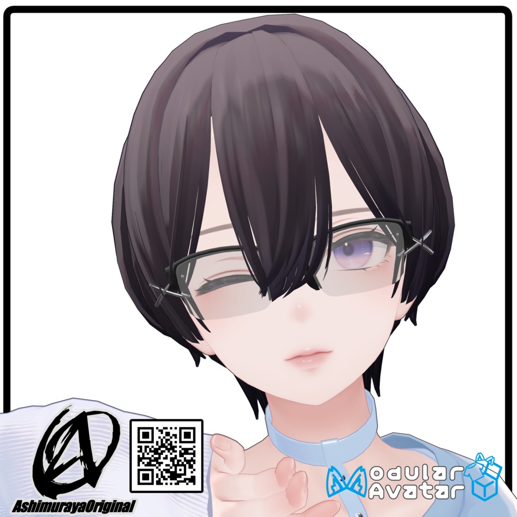 【MA,複数アバター対応】ハーフリムシューティングサングラス Breeze【脚村屋】