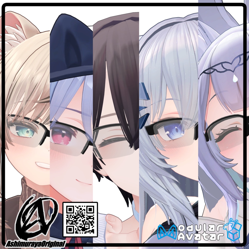 【MA,複数アバター対応】ハーフリムシューティングサングラス Breeze【脚村屋】