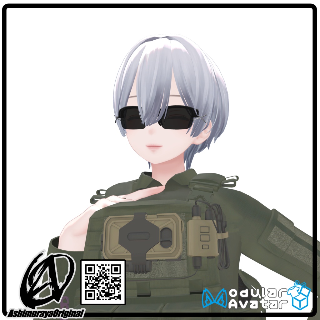 【MA,複数アバター対応】ハーフリムシューティングサングラス Breeze【脚村屋】