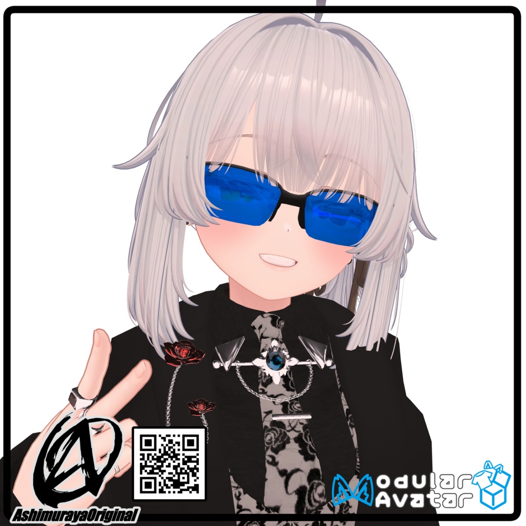 【MA,複数アバター対応】ハーフリムシューティングサングラス Breeze【脚村屋】