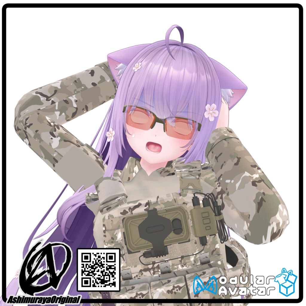 【MA,複数アバター対応】ハーフリムシューティングサングラス Breeze【脚村屋】