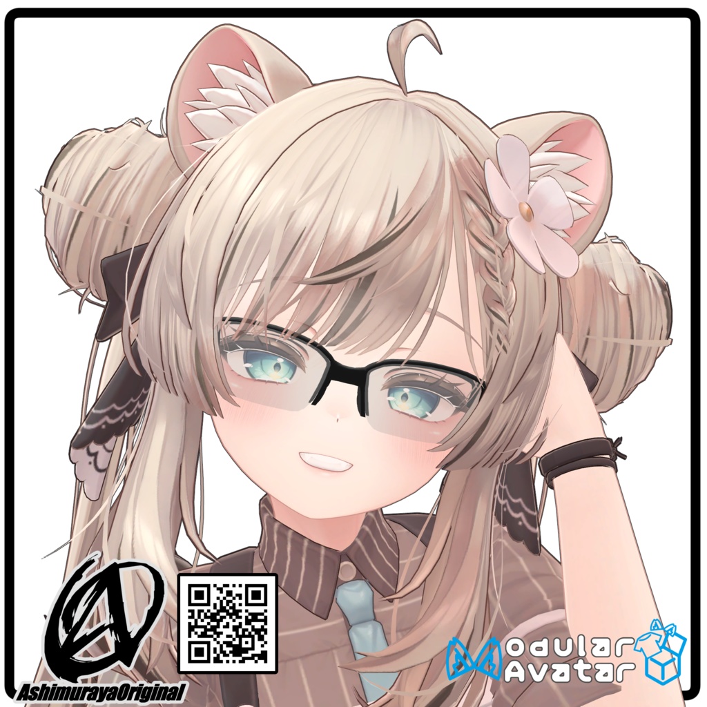 【MA,複数アバター対応】ハーフリムシューティングサングラス Breeze【脚村屋】