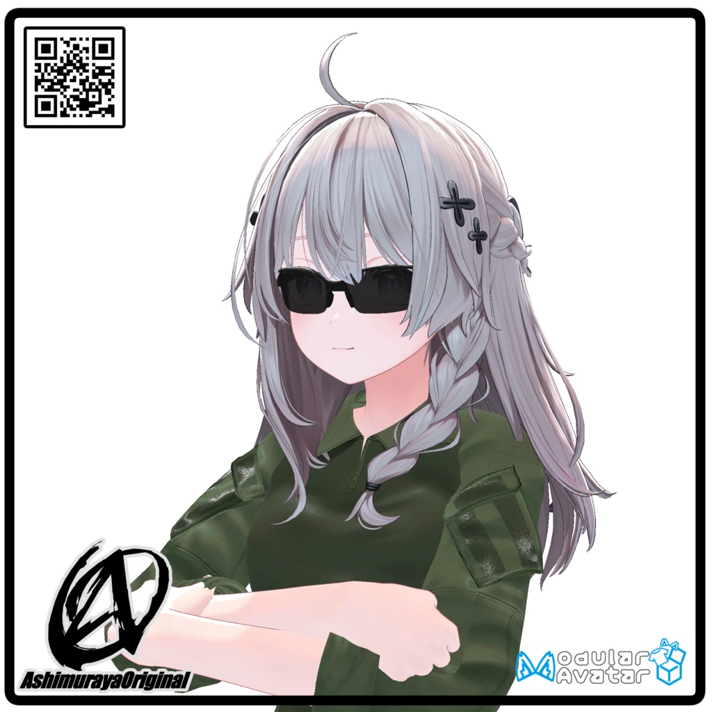 【MA,複数アバター対応】ハーフリムシューティングサングラス Breeze【脚村屋】