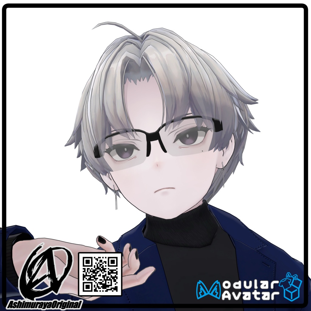 【MA,複数アバター対応】ハーフリムシューティングサングラス Breeze【脚村屋】