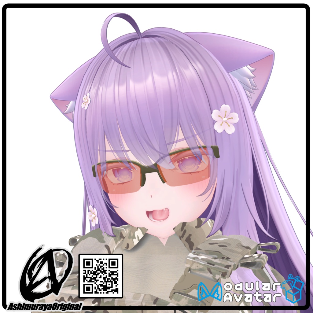 【MA,複数アバター対応】ハーフリムシューティングサングラス Breeze【脚村屋】