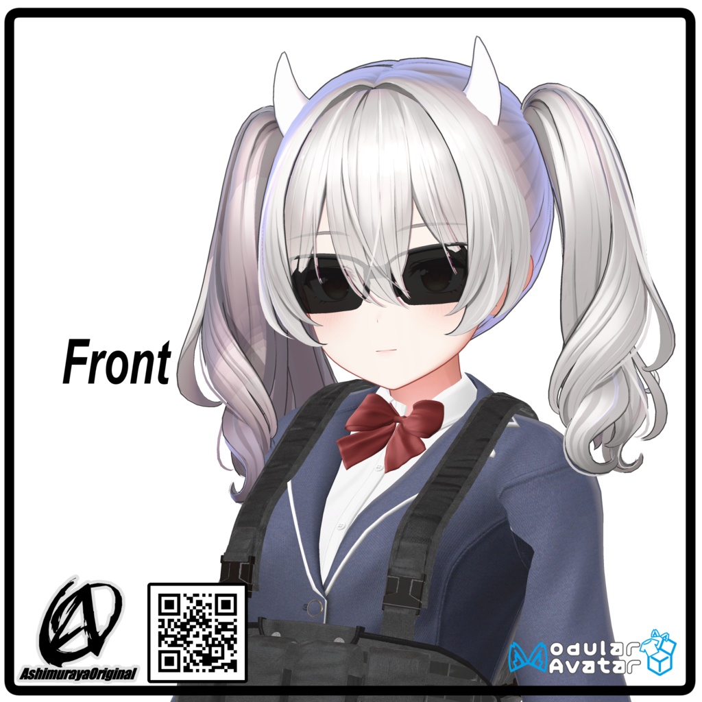 【MA,複数アバター対応】ハーフリムシューティングサングラス Breeze【脚村屋】