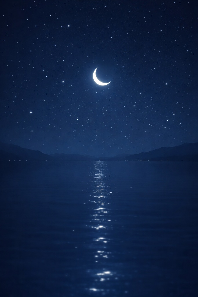 【スマホ壁紙】静かな夜｜青系・月