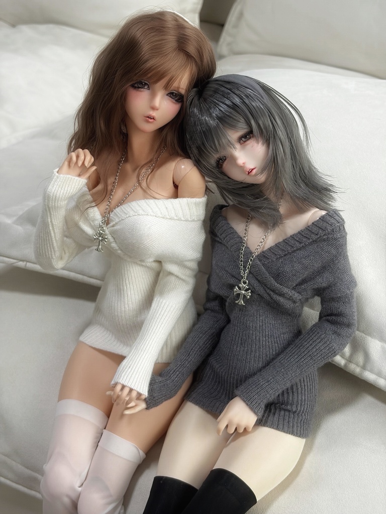 【受注生産】オフショルダーニットワンピース キャストドール ドール衣装 1/4 スケール MDD MSD BJD ブラインドドール DOLL
