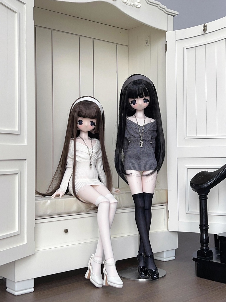 【受注生産】オフショルダーニットワンピース キャストドール ドール衣装 1/4 スケール MDD MSD BJD ブラインドドール DOLL