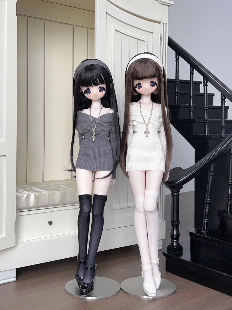 【受注生産】オフショルダーニットワンピース キャストドール ドール衣装 1/4 スケール MDD MSD BJD ブラインドドール DOLL