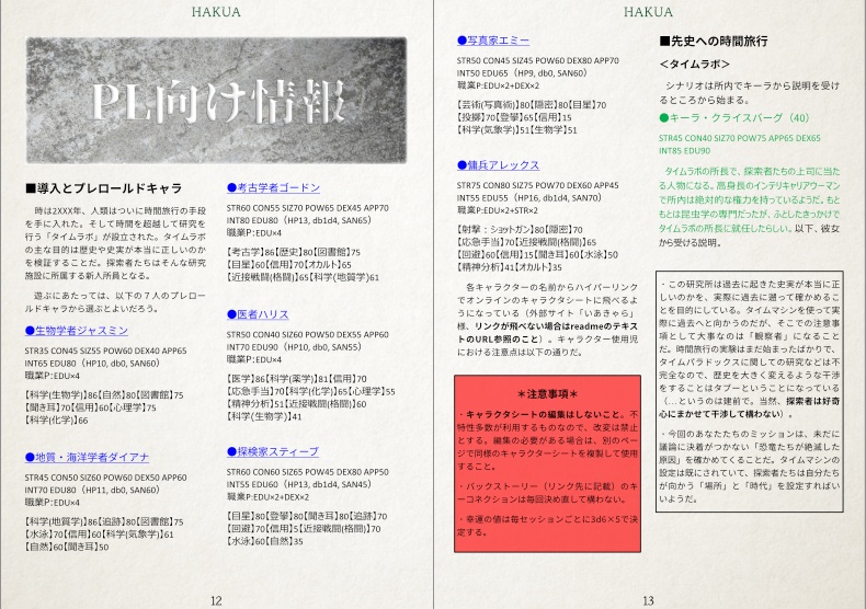 HAKUA(新クトゥルフ神話TRPGシナリオ)