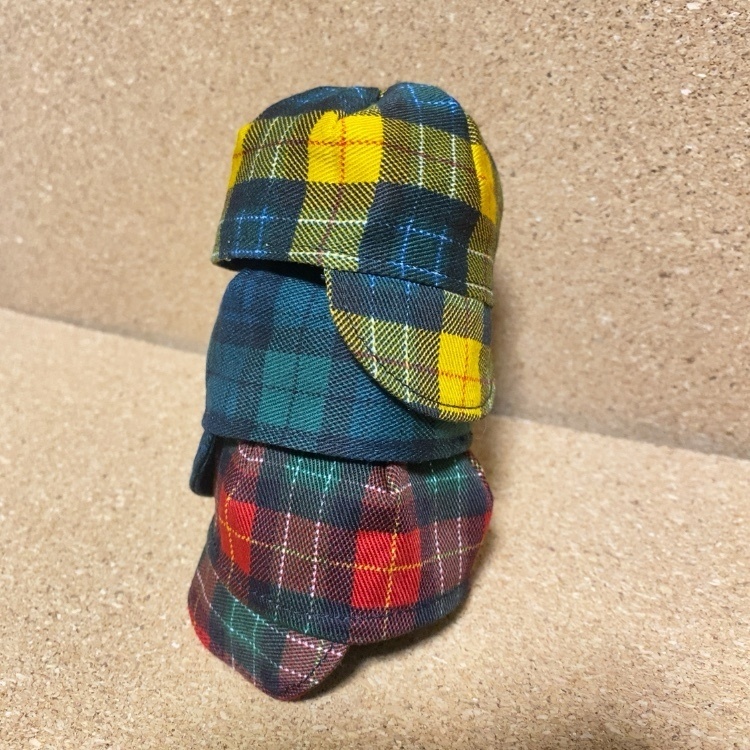 10cmぬい用 チェック柄のキャップ