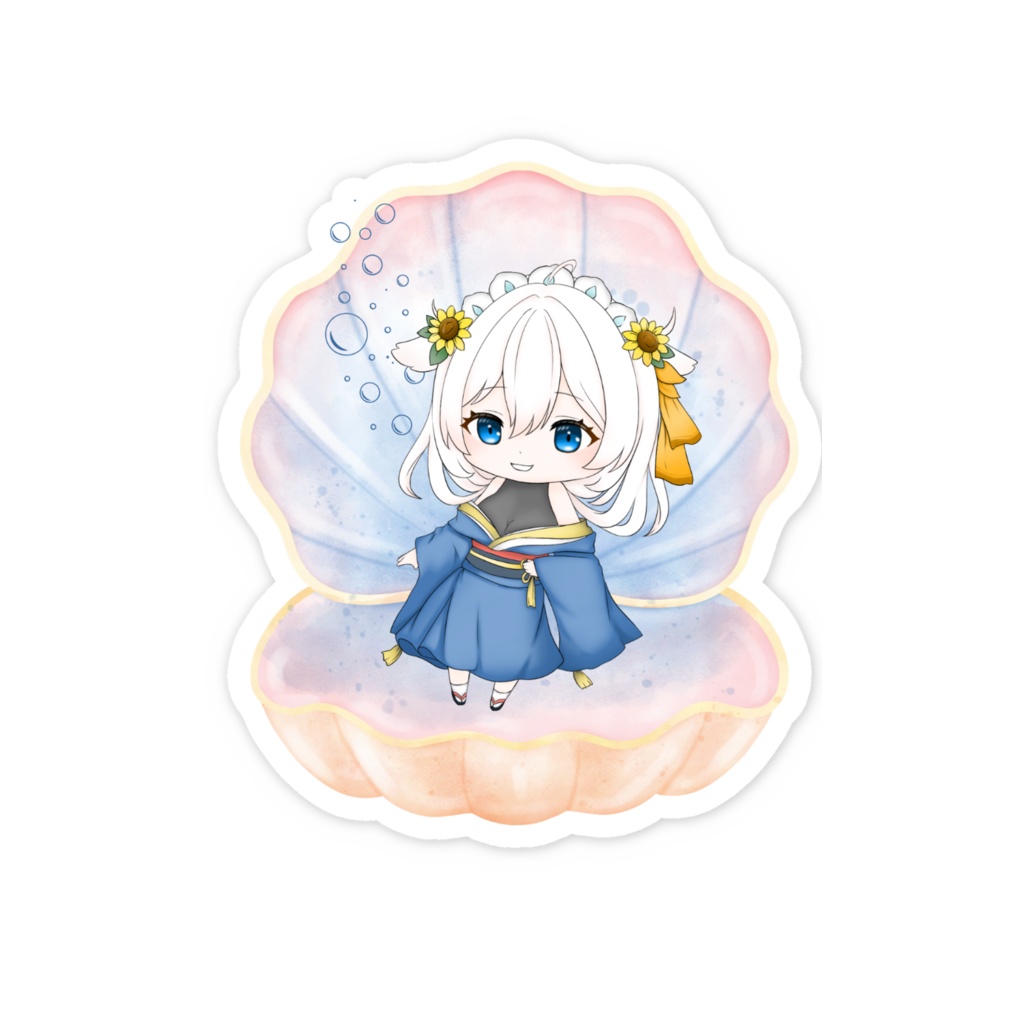日向るいかちみキャラステッカー貝殻