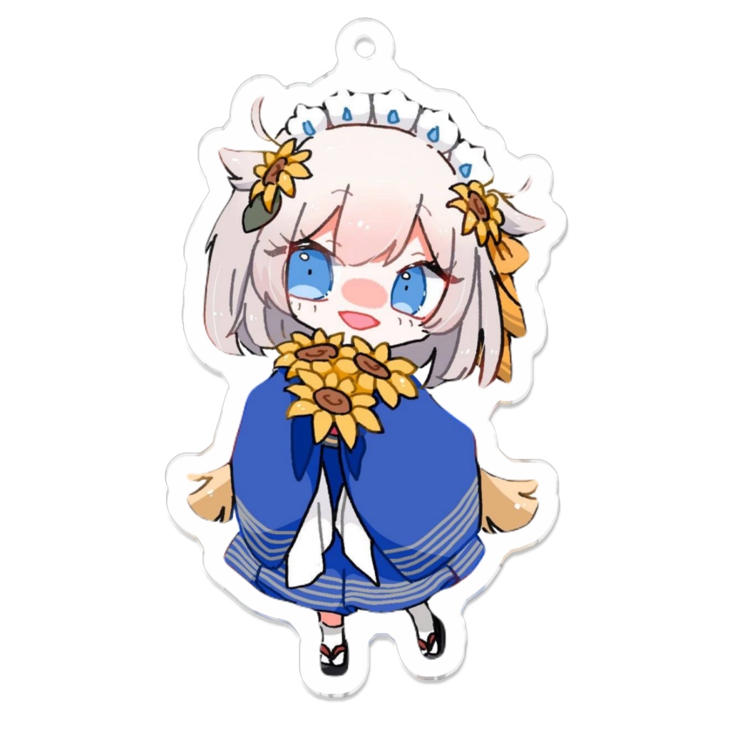 ひまわりの花束のちみキャラるいかアクリルキーホルダー