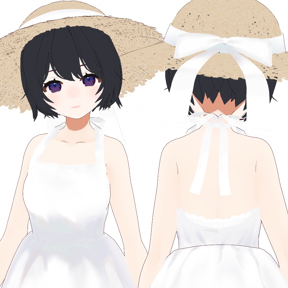 【VRoidテクスチャ】白いワンピースと麦わら帽子【VRoid texture】【夏服】