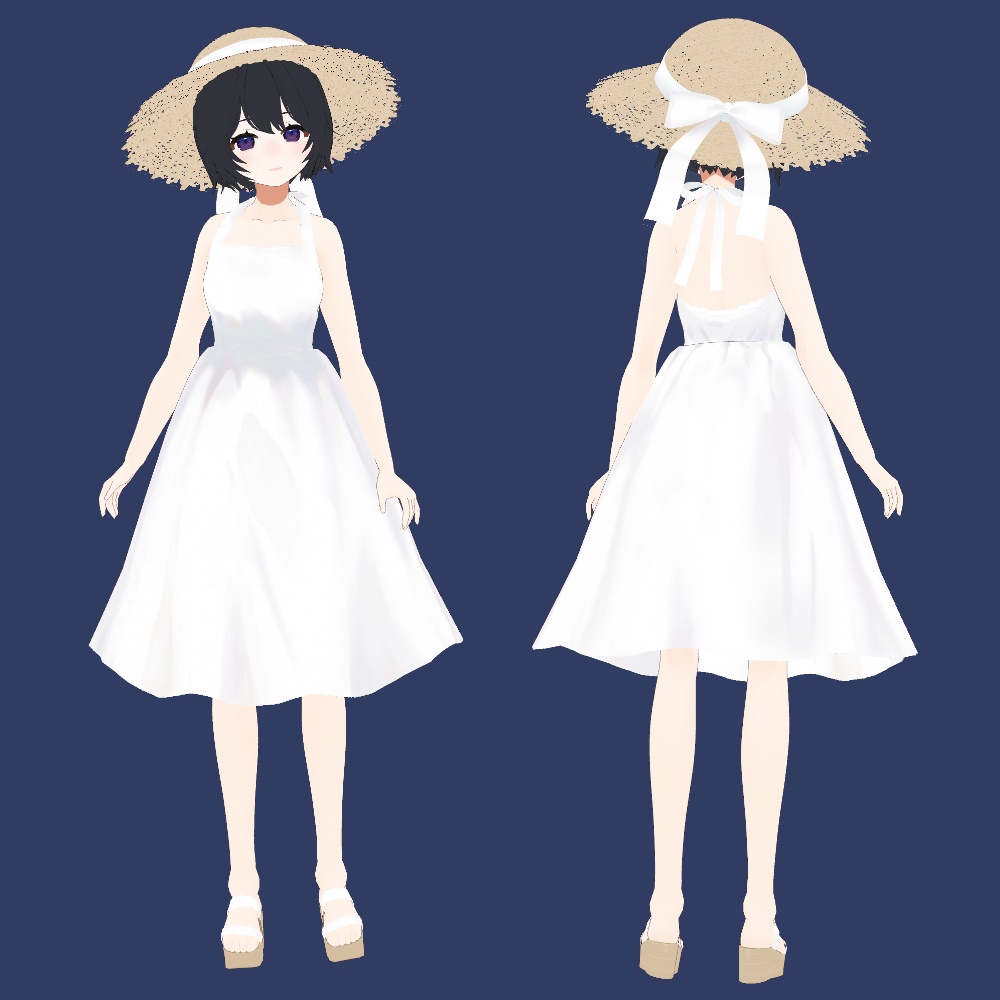 【VRoidテクスチャ】白いワンピースと麦わら帽子【VRoid texture】【夏服】