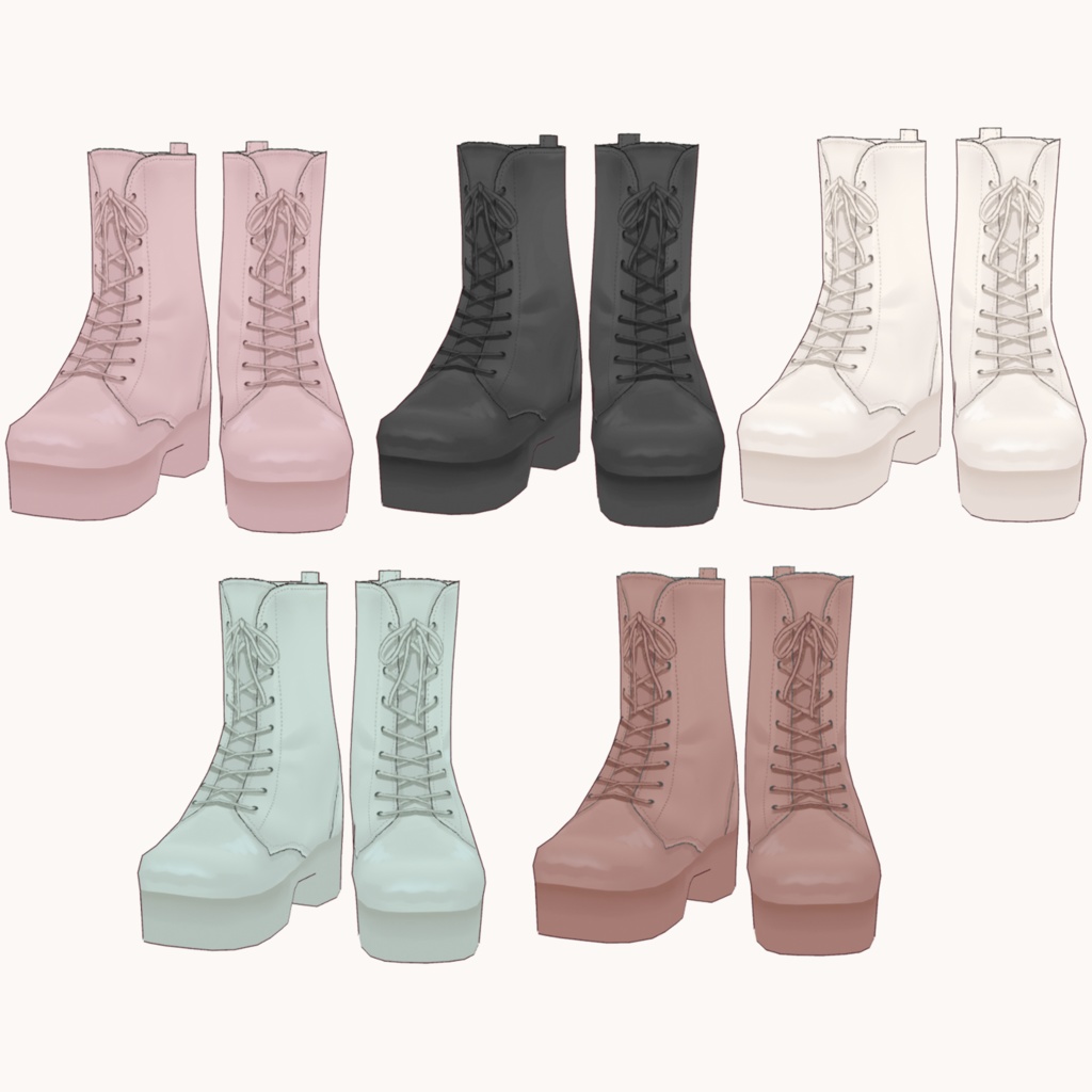 【VRoid】編み上げブーツと靴下のセット lace up boots&socks【正式版】