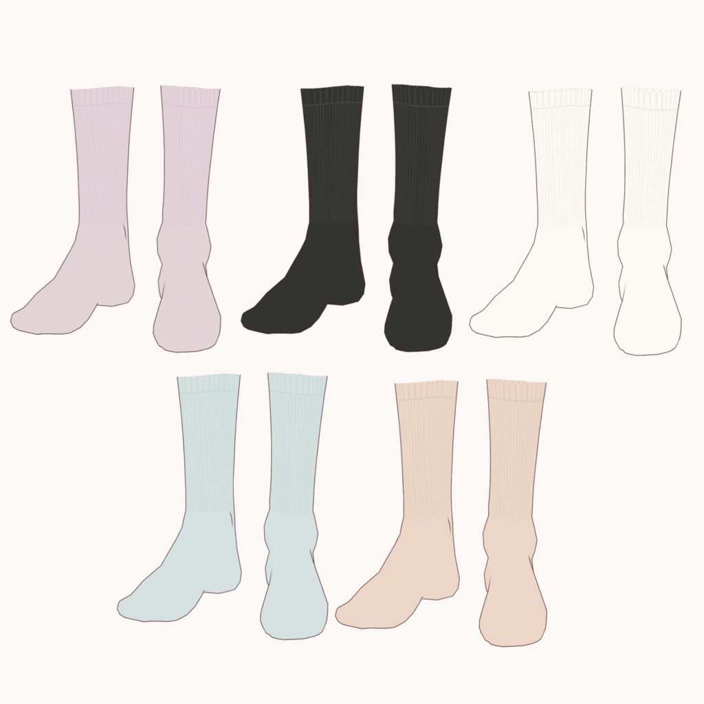 【VRoid】編み上げブーツと靴下のセット lace up boots&socks【正式版】