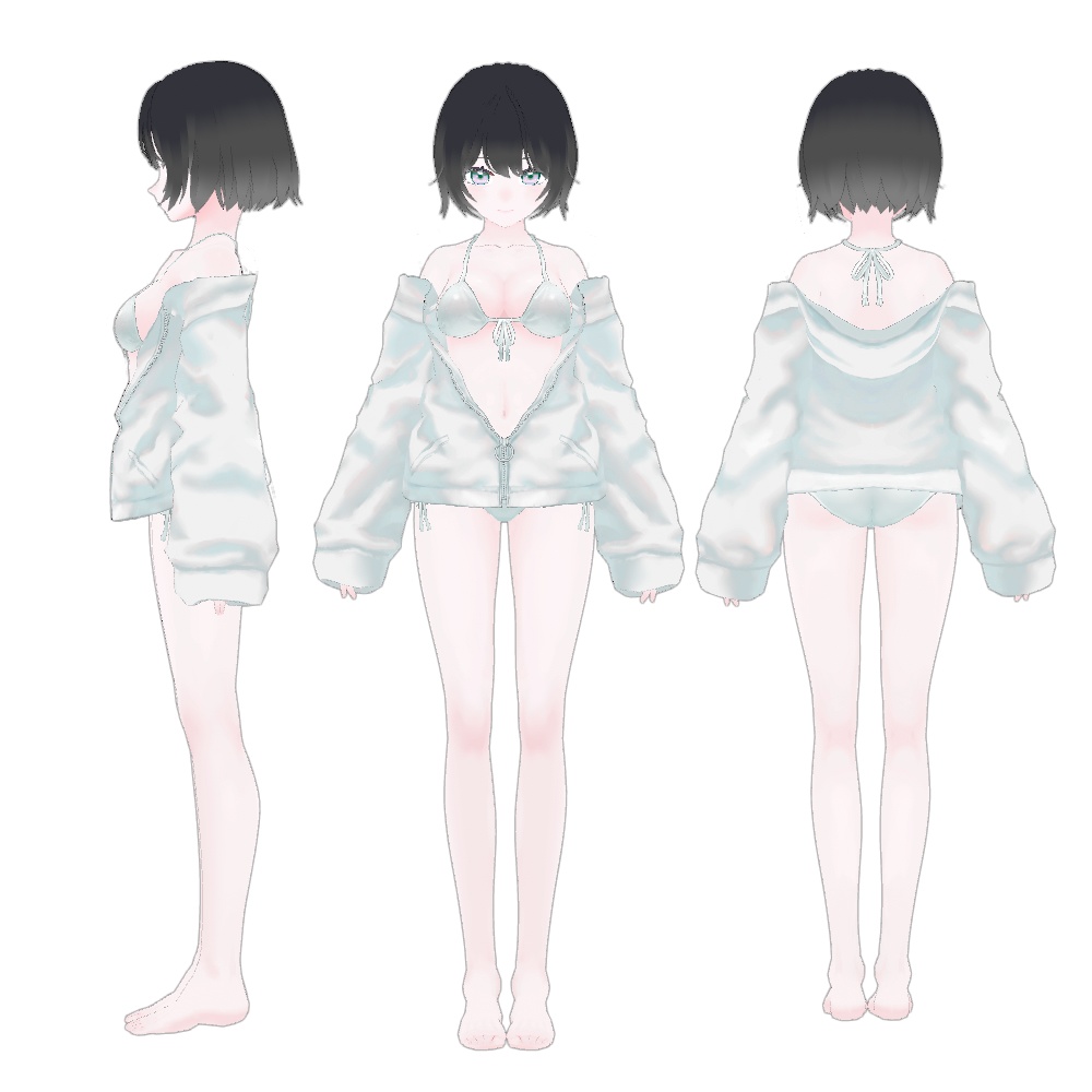 【VRoid】パーカー水着 bikini×hoodie【夏服】