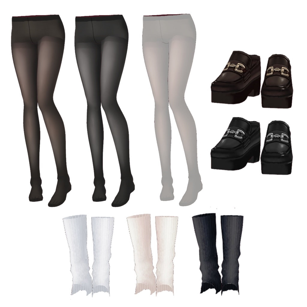 【VRoid】マットタイツ&ローファーセット