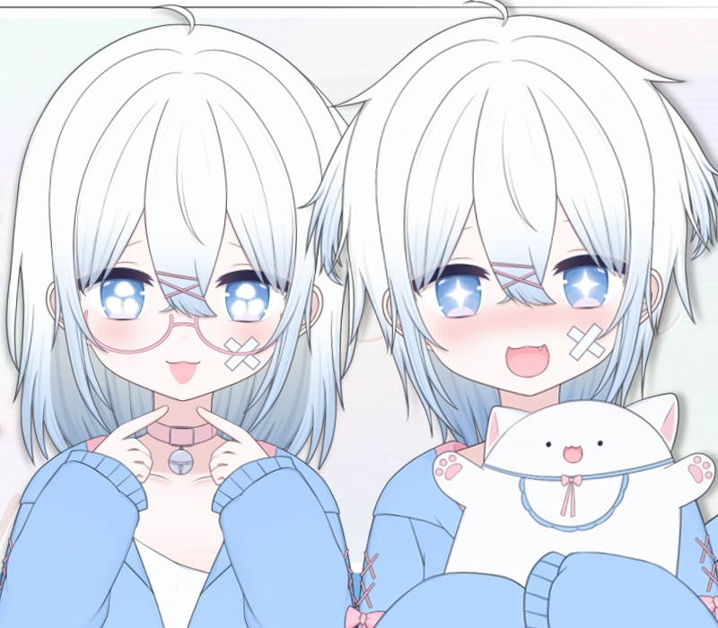 【限定一点】ピンクブルーキャティ【Live2dモデル】【VTS対応】