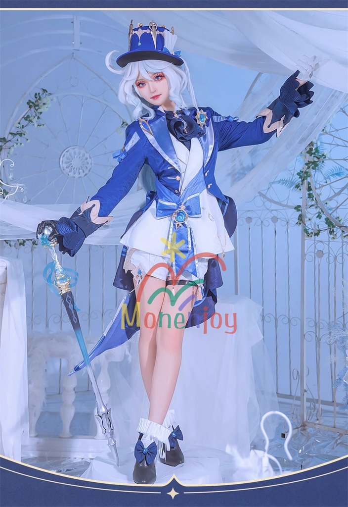 Monenjoy 原神 フォンテーヌ 頌歌者座 フリーナ コスプレ衣装 不休のソリスト 金属製神の目 初期衣装ー伶優の戴冠式 コスチューム 帽子付