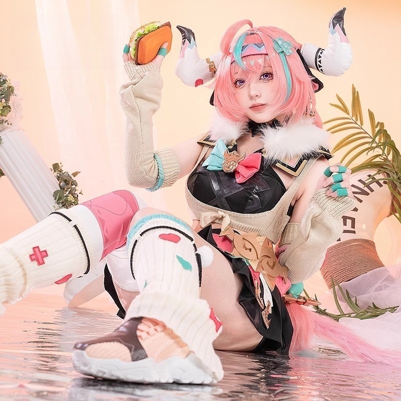 Monenjoy 原神 ヴァレサ コスプレ衣装 髪飾り+耳飾り付き コスチューム ニットアームガード マスク+角+尻尾付 腿カバー付 アクセサリー 豪華衣装 イベント 仮装