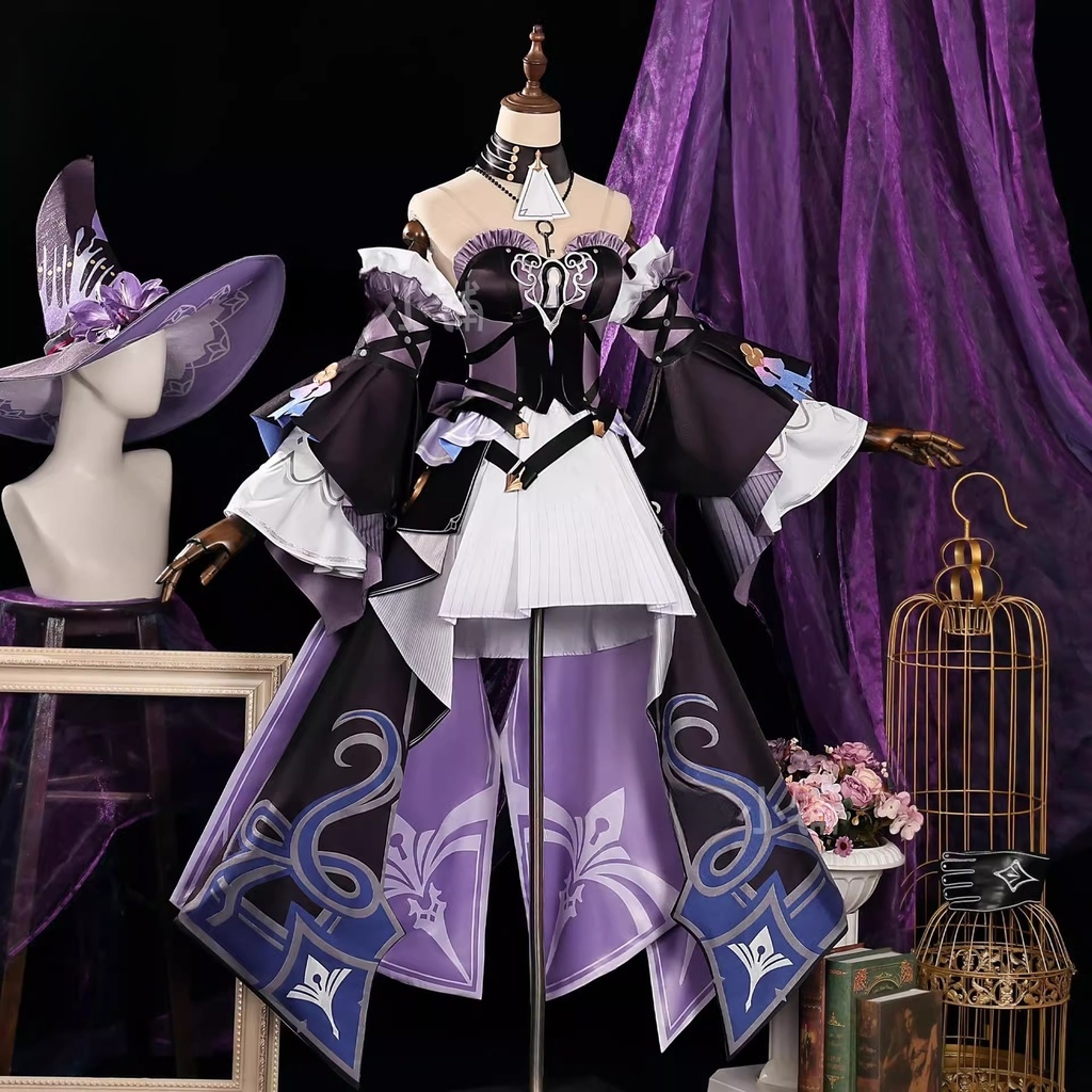 Monenjoy 崩壊スターレイル マダムヘルタ コスプレ衣装 洋服 ワンピース 3d樹脂製アクセサリー コスチュームGS1204