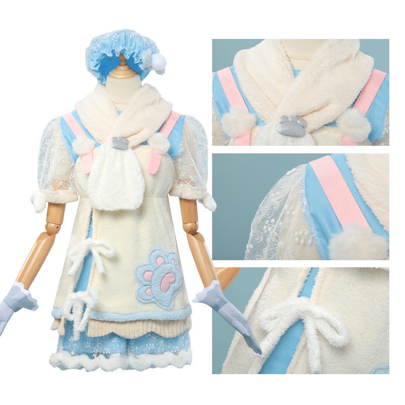 Monenjoy インフィニティニキ ふわもこに溺れる 純潔の守り　コスプレ衣装　パステルブルーの水波　洋服　可愛い　イベントGS1307