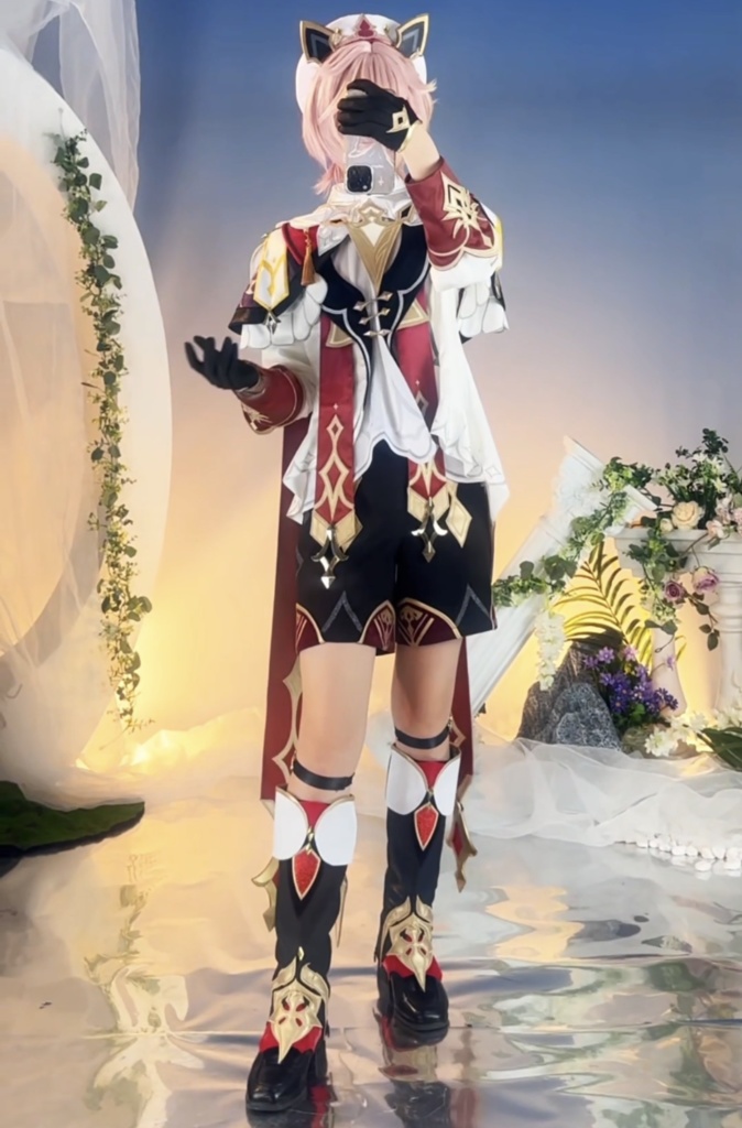 Monenjoy 原神 ダリア コスプレ衣装 Dahlia 帽子付 金属製パーツ イベント