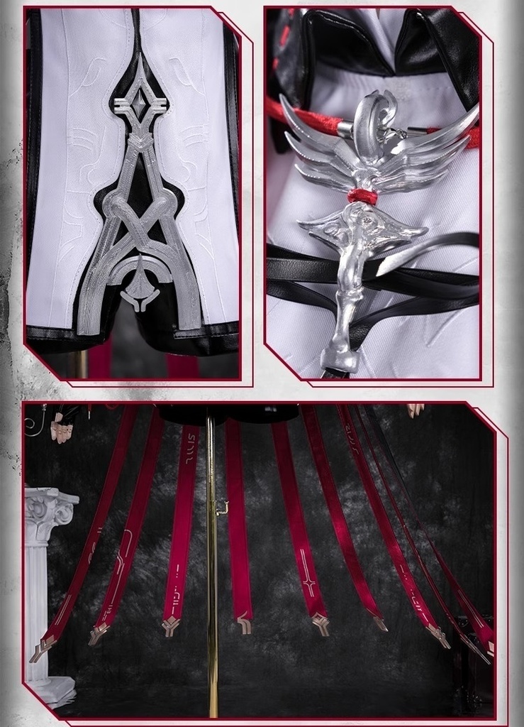 Monenjoy アークナイツ 新約エクシア コスプレ衣装刺繍柄 3d樹脂アクセサリー  高再現度 戦闘服デザイン   Exusiai the New Covenant