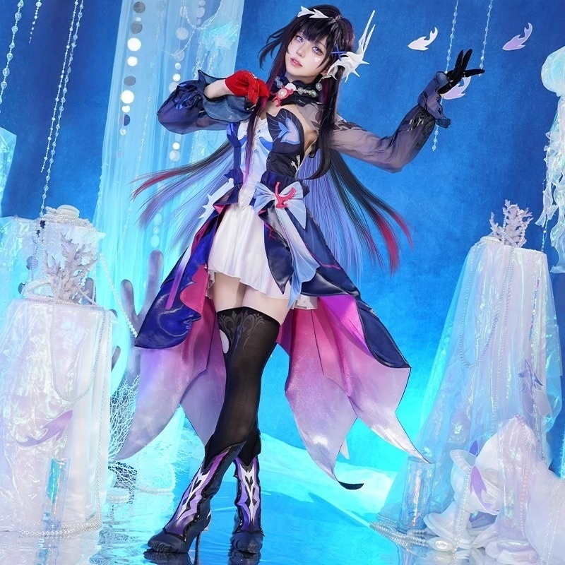 Monenjoy 崩壊:スターレイル　セイレンス　Hysilens 女騎士 オンパロス  シューズカバー付　3d樹脂髪飾り　コスプレ衣装 プロ仕様