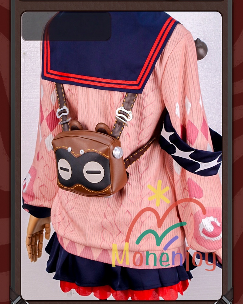 Monenjoy ゼンレスゾーンゼロ 浮波柚葉 コスプレ衣装 怪啖屋 セーラー服 鞄付+髪飾りセット Ukinami Yuzuha ミニスカート 狸の尻尾 かまちー追加 イベント おもちゃ 狸ぬいぐるみ別途追加可能