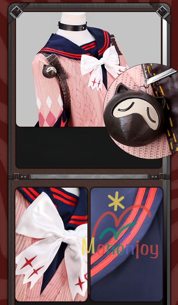 Monenjoy ゼンレスゾーンゼロ 浮波柚葉 コスプレ衣装 怪啖屋 セーラー服 鞄付+髪飾りセット Ukinami Yuzuha ミニスカート 狸の尻尾 かまちー追加 イベント おもちゃ 狸ぬいぐるみ別途追加可能