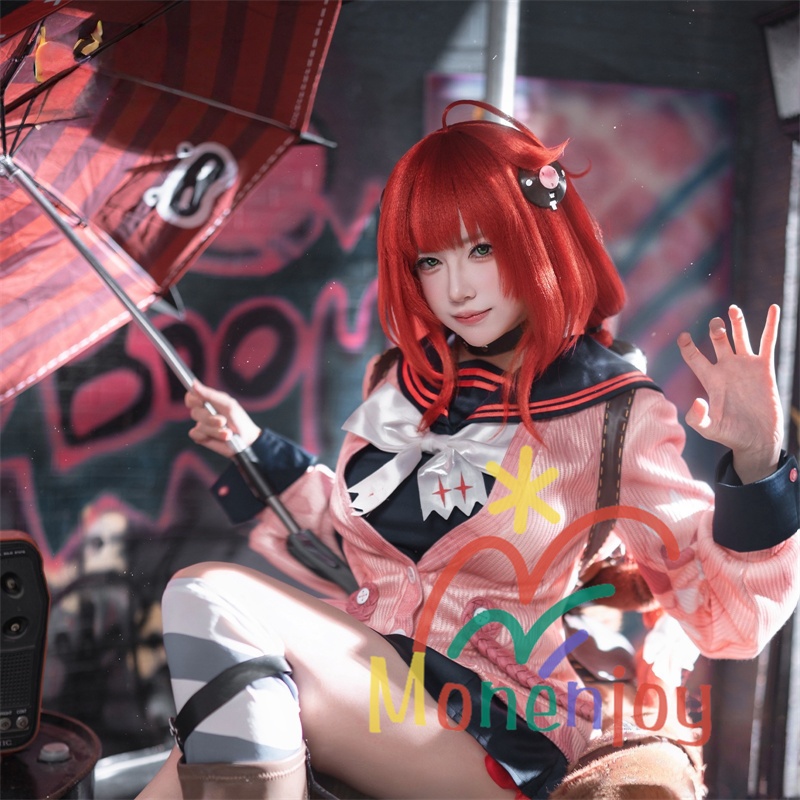 Monenjoy ゼンレスゾーンゼロ 浮波柚葉 コスプレ衣装 怪啖屋 セーラー服 鞄付+髪飾りセット Ukinami Yuzuha ミニスカート 狸の尻尾 かまちー追加 イベント おもちゃ 狸ぬいぐるみ別途追加可能