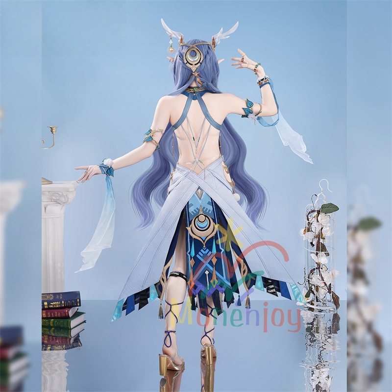 Monenjoy 原神 ラウマ コスプレ衣装 Lauma 3d樹脂製髪飾り追加 ナド・クライ イベント 霜月の子 白銀の鹿座 コスチュームgs1915