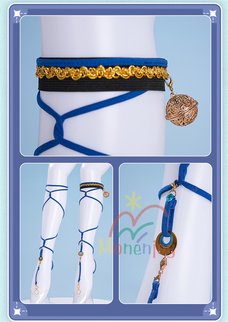 Monenjoy 原神 ラウマ コスプレ衣装 Lauma 3d樹脂製髪飾り追加 ナド・クライ イベント 霜月の子 白銀の鹿座 コスチュームgs1915