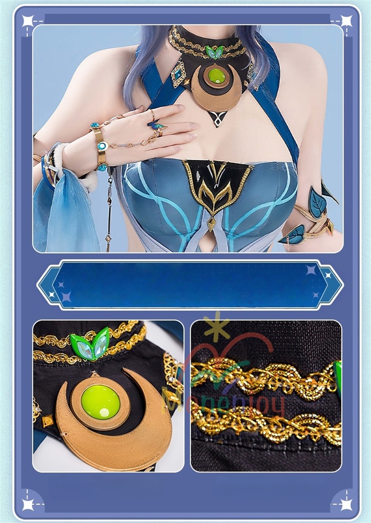 Monenjoy 原神 ラウマ コスプレ衣装 Lauma 3d樹脂製髪飾り追加 ナド・クライ イベント 霜月の子 白銀の鹿座 コスチュームgs1915