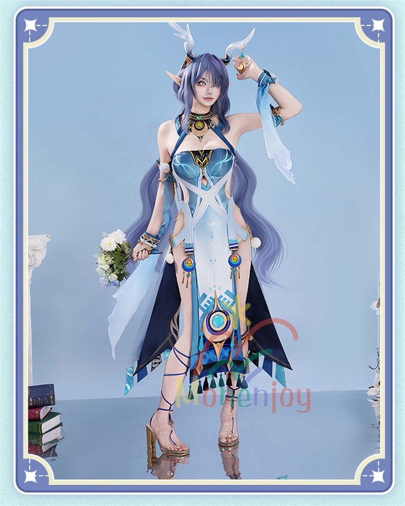 Monenjoy 原神 ラウマ コスプレ衣装 Lauma 3d樹脂製髪飾り追加 ナド・クライ イベント 霜月の子 白銀の鹿座 コスチュームgs1915