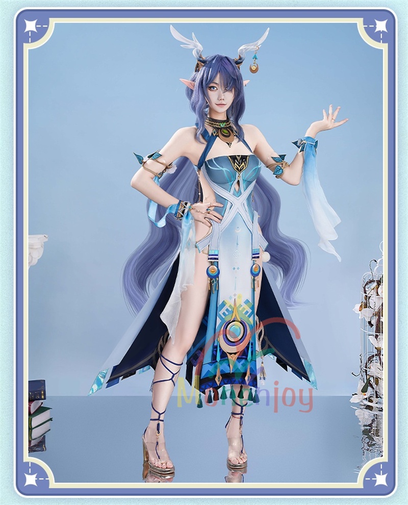 Monenjoy 原神 ラウマ コスプレ衣装 Lauma 3d樹脂製髪飾り追加 ナド・クライ イベント 霜月の子 白銀の鹿座 コスチュームgs1915