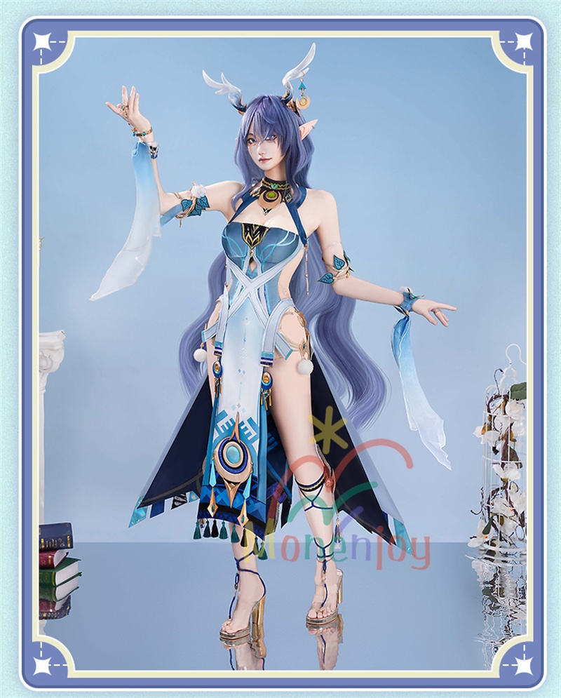 Monenjoy 原神 ラウマ コスプレ衣装 Lauma 3d樹脂製髪飾り追加 ナド・クライ イベント 霜月の子 白銀の鹿座 コスチュームgs1915