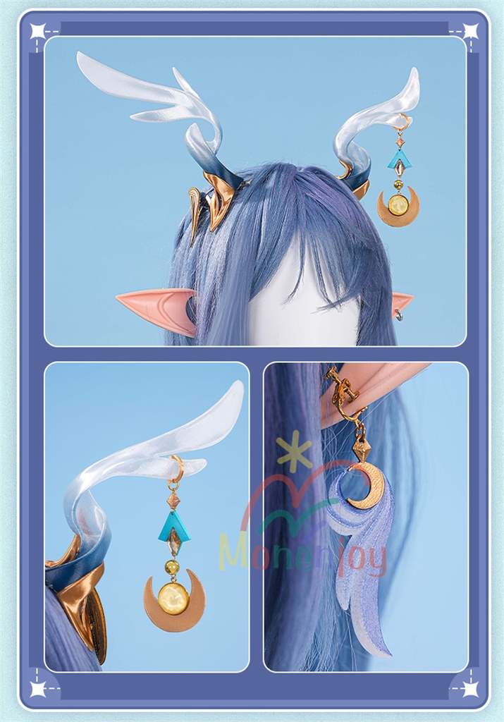 Monenjoy 原神 ラウマ コスプレ衣装 Lauma 3d樹脂製髪飾り追加 ナド・クライ イベント 霜月の子 白銀の鹿座 コスチュームgs1915